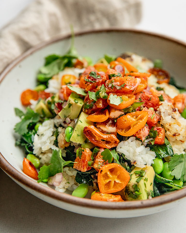Avocado Citrus Salsa with Crispy Garlic Rice