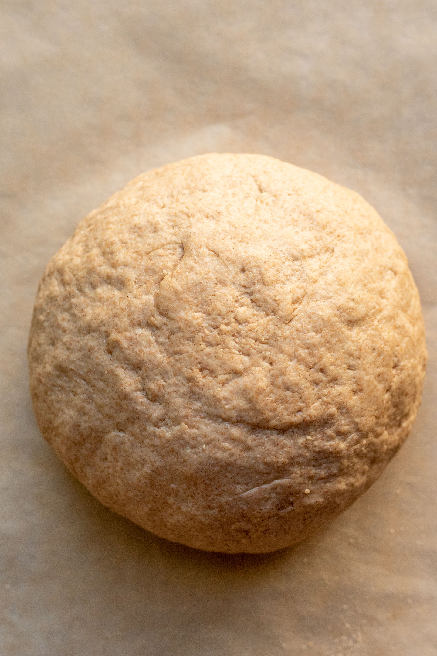 Smooth dough made with spelt flour.