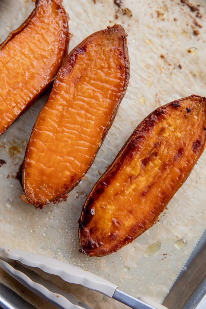 Caramelized roasted sweet potato.