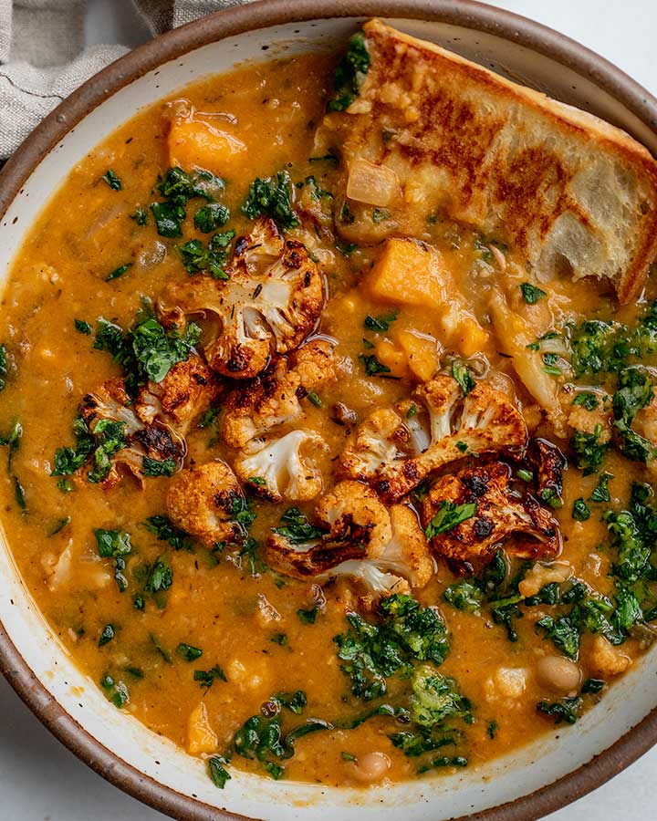 Charred Cauliflower Sweet Potato Soup