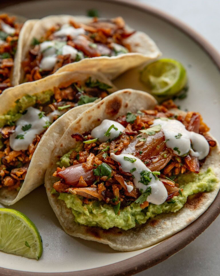 Charred Onion and Shredded Tofu Tacos