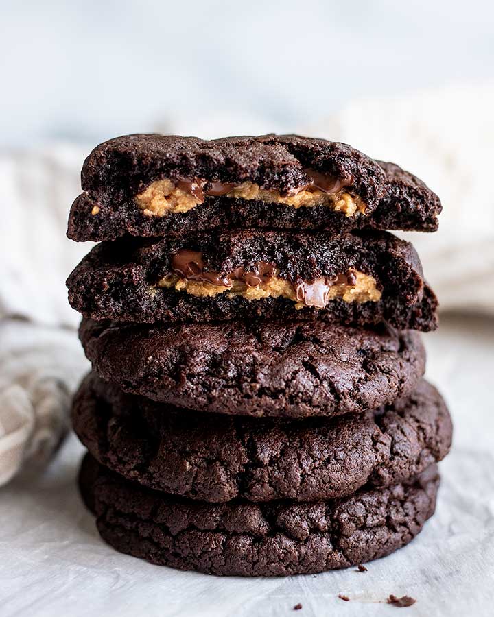 Chocolate Peanut Butter Stuffed Cookies