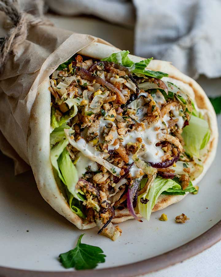 Crispy Shredded Za’atar Tofu Cabbage Wraps