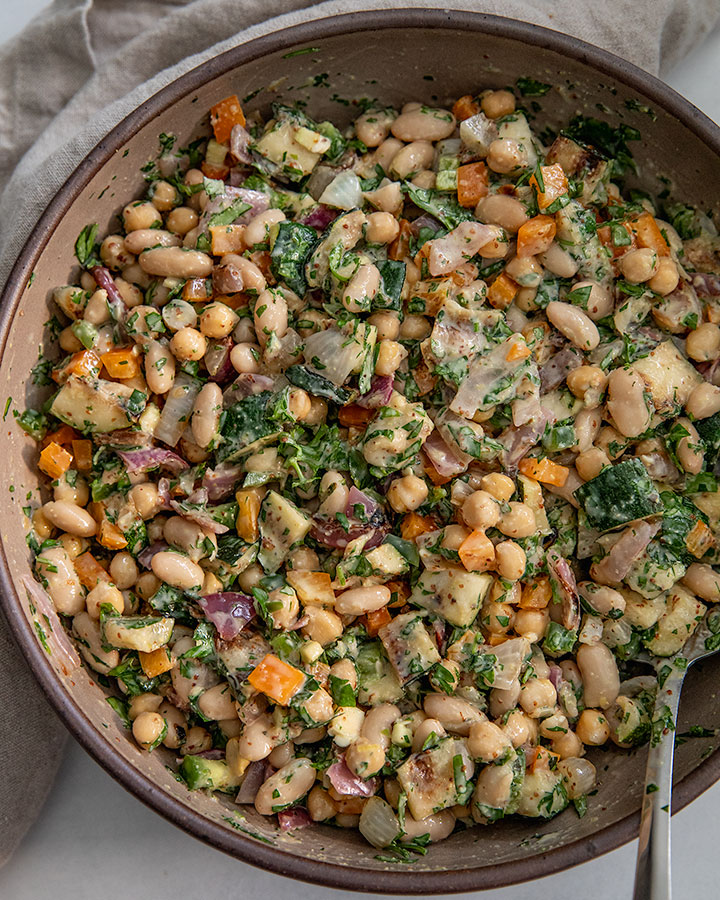 Grilled Veggie Bean Salad with Maple Dijon Dressing