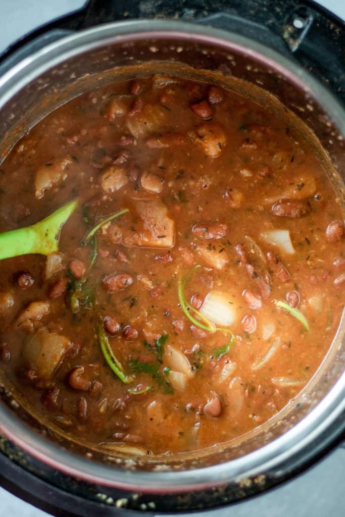 Beans after simmering for 10 minutes.