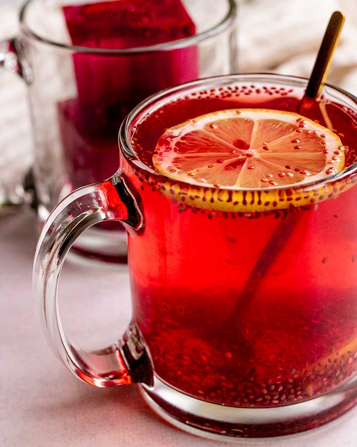 Hibiscus Chia Seed Ice Cubes