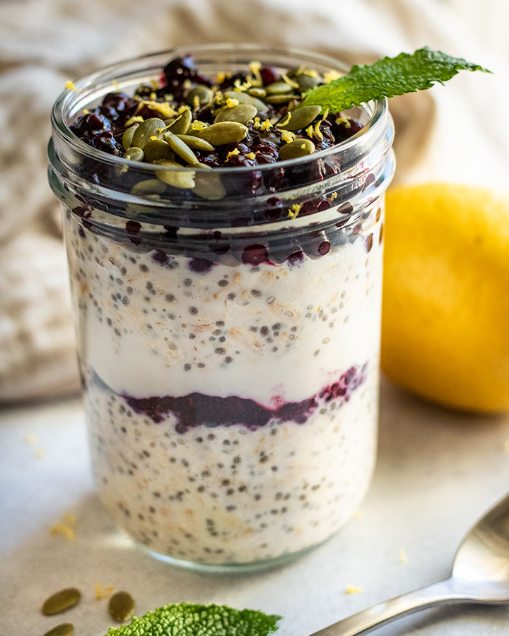 High Protein Lemon Blueberry Overnight Oats
