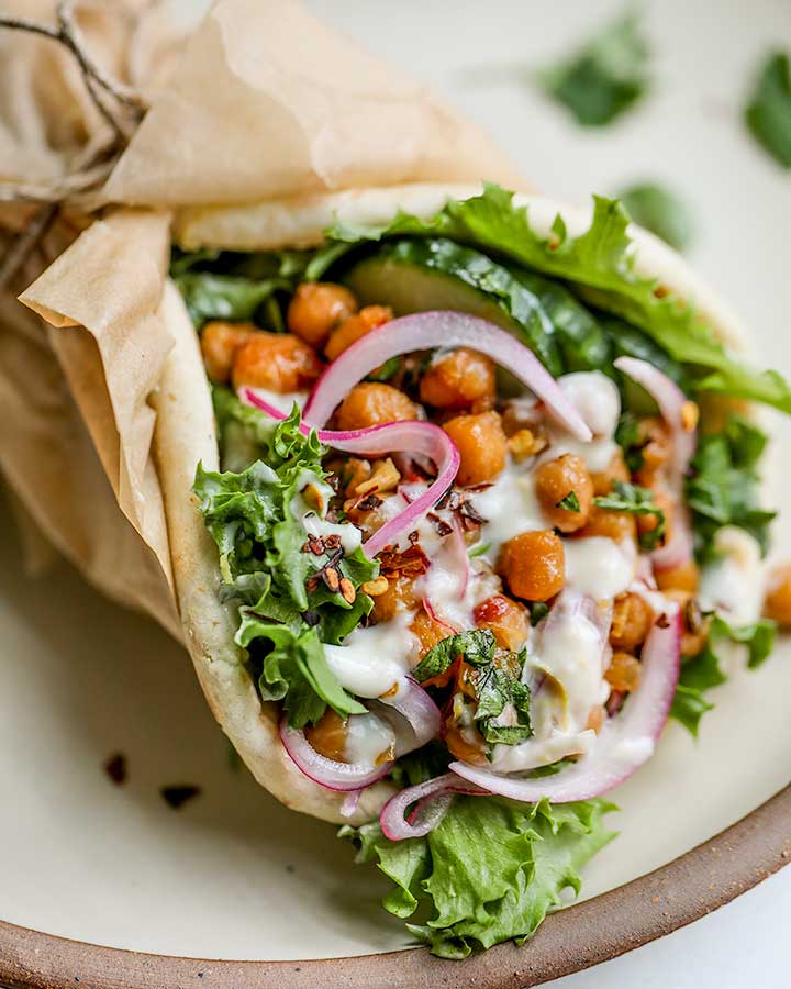 Sticky Lemon Chickpea Pita Wrap