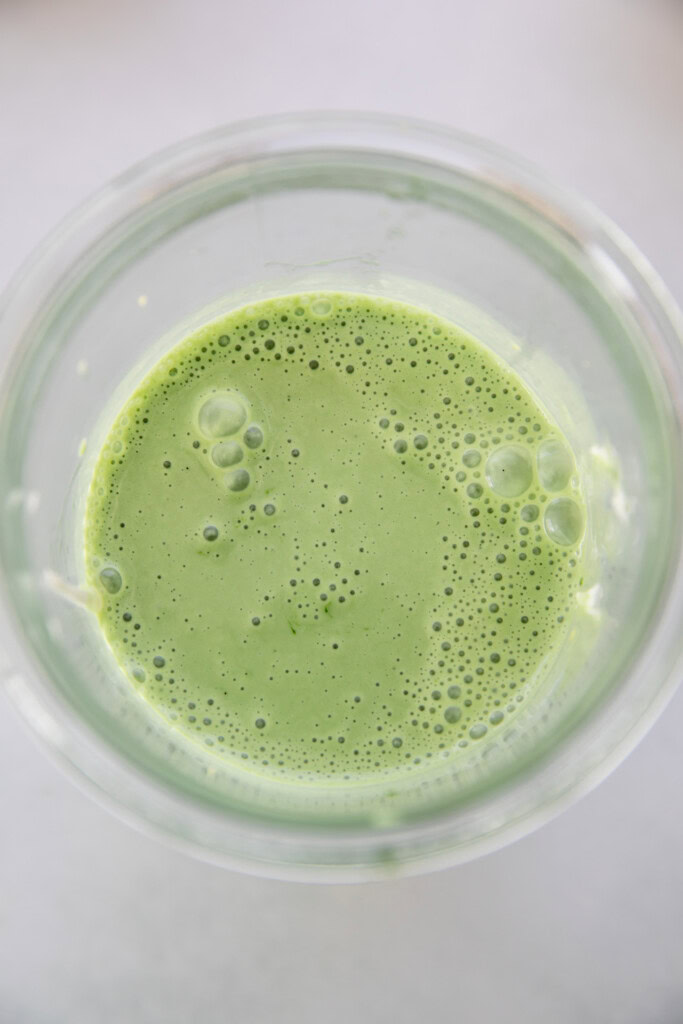 Matcha milk after blending.