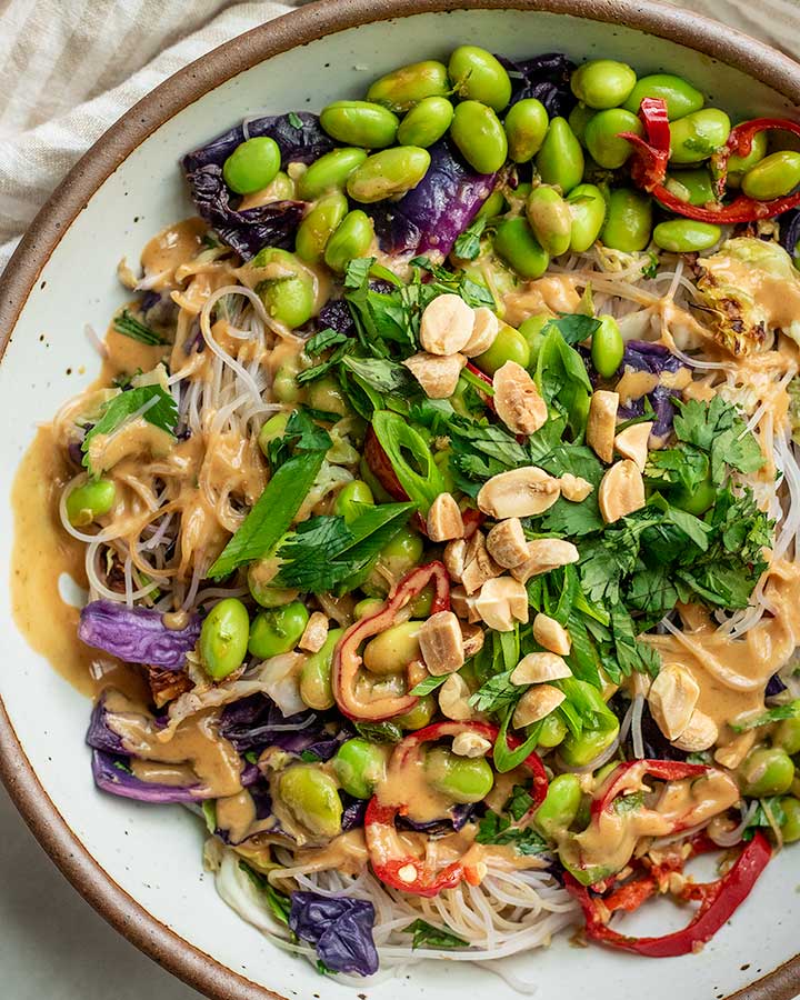 Roasted Cabbage Noodle Salad