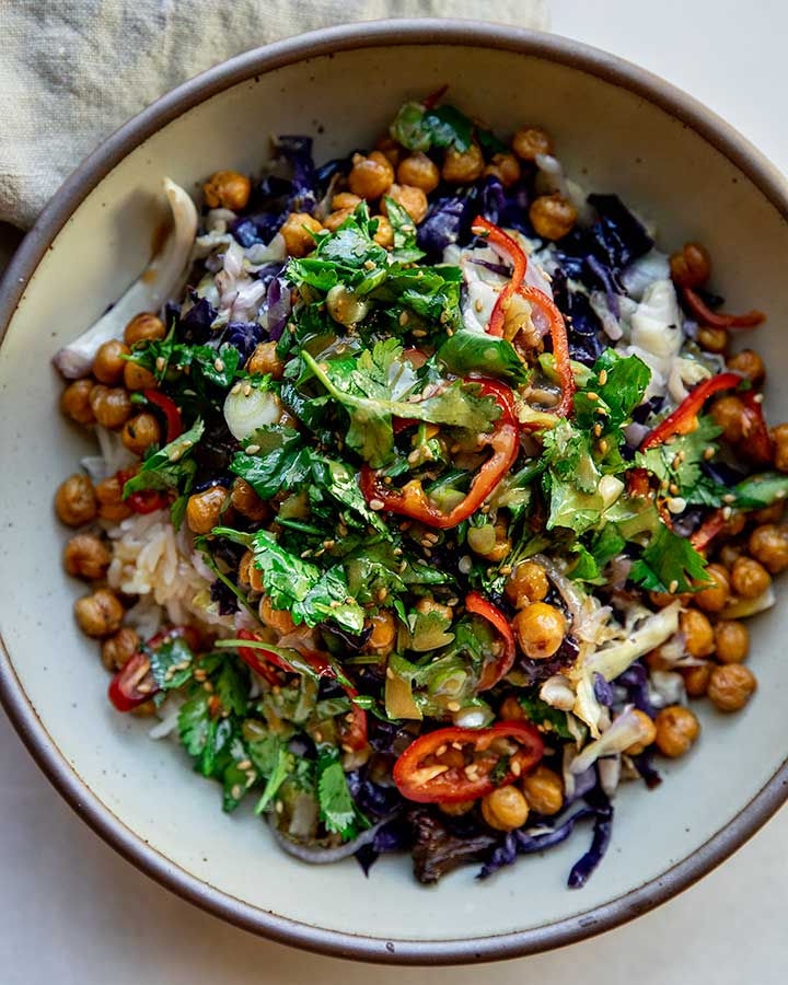 Roasted Cabbage Salad with Maple Miso Dressing