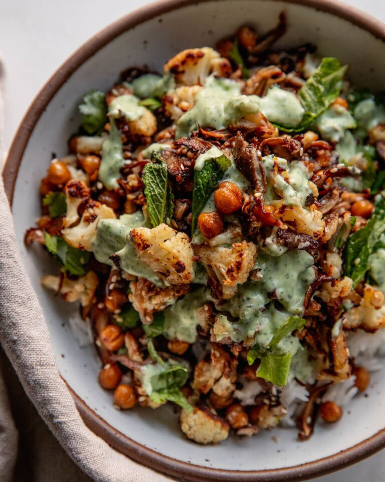 Roasted Sesame Mushroom Bean Bowls
