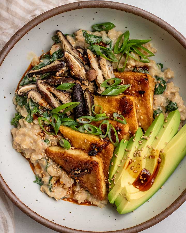 Savory Oatmeal with Pan-Seared Tofu