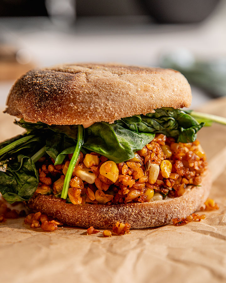 Smoky Maple Tempeh Hash Breakfast Sandwiches