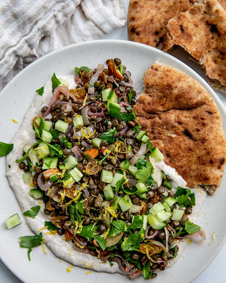 Summer Lentil Salad with Sumac Yogurt Sauce